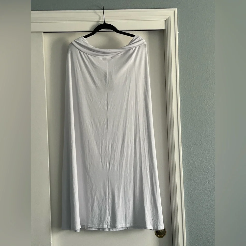 White Jersey Maxi Skirt XXL | High Waist/Foldover - Picture 2 of 4